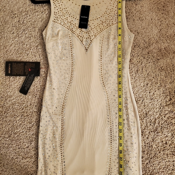 Bebe Studded Mesh Heat Xfer Dress Size Small - Picture 8 of 11